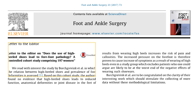 foot and ankle surgery artikel